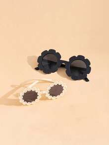 2 Pairs New Kids Glasses Set With Fresh White Flower Design, Assorted Styles, Suitable For Outdoor Wear. Must-Have Decorative Prop - Multicolor - View 6