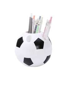 1pc Soccer Ball Shaped Hollow Desktop Organizer, Pen Holder, Home Office Desk Decor, Storage For Items And Accessories. World Cup Theme Pen Holder. - One Size Fits All - View 7