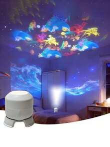 1pc 360° Rotating LED Starry Ocean Projection Night Light, Dynamic Projection Lamp, Rechargeable/USB Powered Adjustable Atmosphere Light, Suitable For Baby Room, Living Room And Game Room Decoration, Ocean Theme Projection (Battery Capacity 800mAh) - Ocean Projection Light - View 13