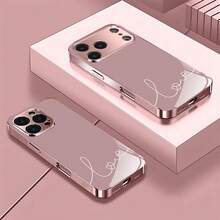 Funda/carcasa protectora de alta gama con diseño LOVE, chapada en oro rosa y de color rosa, apta para iPhone 17, 17 Pro, 17 Air, 17 Pro Max, 16, 16 Pro, 16 Plus y 16 Pro Max. - Rosa - Ver 3