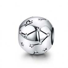 WOSTU 1pc Vintage 925 Sterling Silver Zodiac Bead Pendant, Suitable For DIY Bracelets And Necklaces - Silver - View 20