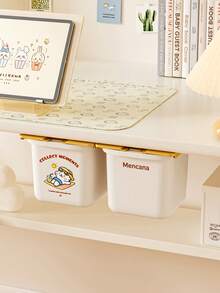 Invisible Under-Desk Hanging Storage Box, Drill-Free Adhesive Smooth Slide, Cartoon Print, Student Desk Office Desktop Stationery Small Items Invisible Drawer Storage Box - View 9