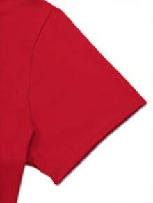Women's Essential T-Shirt, Comfortable In All Seasons, Soft Round Neck, Fashionable Print - Red - View 4