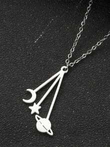 1pc Stainless Steel Crescent Moon Necklace - XL919 - View 1