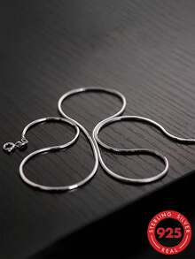 S925 Sterling Silver Snake Chain Necklace, Delicate Women's Choker, Hypoallergenic Material, Japanese And Korean Style Personalized Necklace, Fade-Resistant, Suitable For Daily Layering Jewelry, Party Accessory, Gift For Her - Snake Chain - View 2