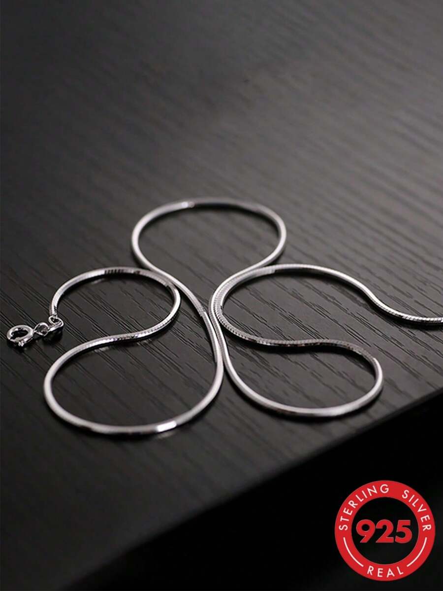 S925 Sterling Silver Snake Chain Necklace, Delicate Women's Choker, Hypoallergenic Material, Japanese And Korean Style Personalized Necklace, Fade-Resistant, Suitable For Daily Layering Jewelry, Party Accessory, Gift For Her