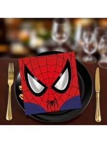 Marvel 20入漫威蜘蛛人一次性餐巾紙，適用於節日婚禮、生日、野餐、訂婚、畢業茶會裝飾、活動用品、節日慶典，角色設計面紙，易於清潔，蜘蛛人餐巾紙 - 彩色 - 查看 6