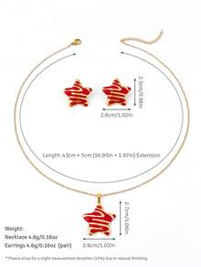 Premium Geometric Enamel Earrings & Necklace Set, Crafted From High-Quality Hypoallergenic Stainless Steel. Women's Wedding And Coming-Of-Age Gift - Multicolor - View 14