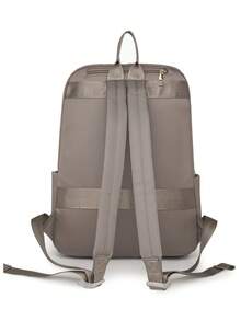 Women's Nylon Solid Color Quilted Large Capacity Versatile Backpack, Simple Casual Student Backpack, Storage Travel Bag, Commuter Bag - Khaki - View 7