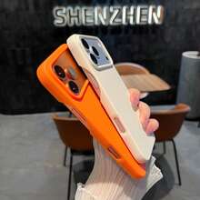 噴漆無框糖果色液態矽膠手機殼，分體設計大鏡頭開孔防指紋超薄殼，適用於 iPhone 17 16 15 14 13 Pro Max 12 Pro Max 11，多款節日禮物 - 橘色 - 查看 3