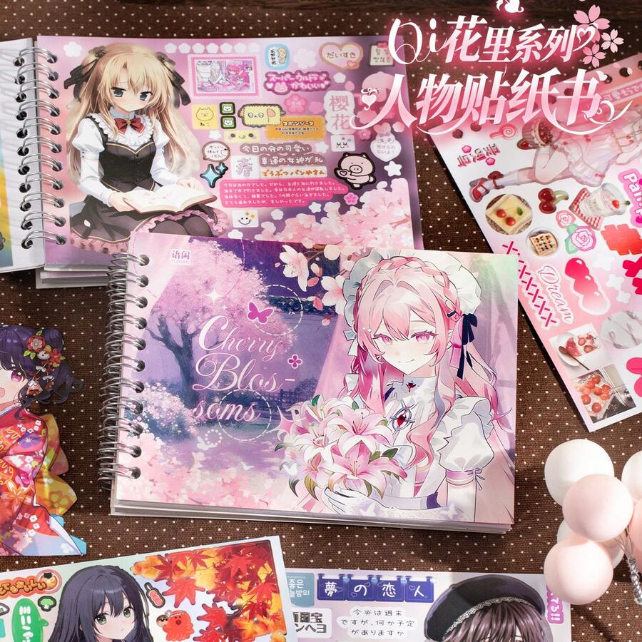 Yuxian 2D Stickers: Flower Forest Characters, Anime, Retro Style Manga, Diary Materials, DIY Scene Decoration - Purple Luo Collection - View 1