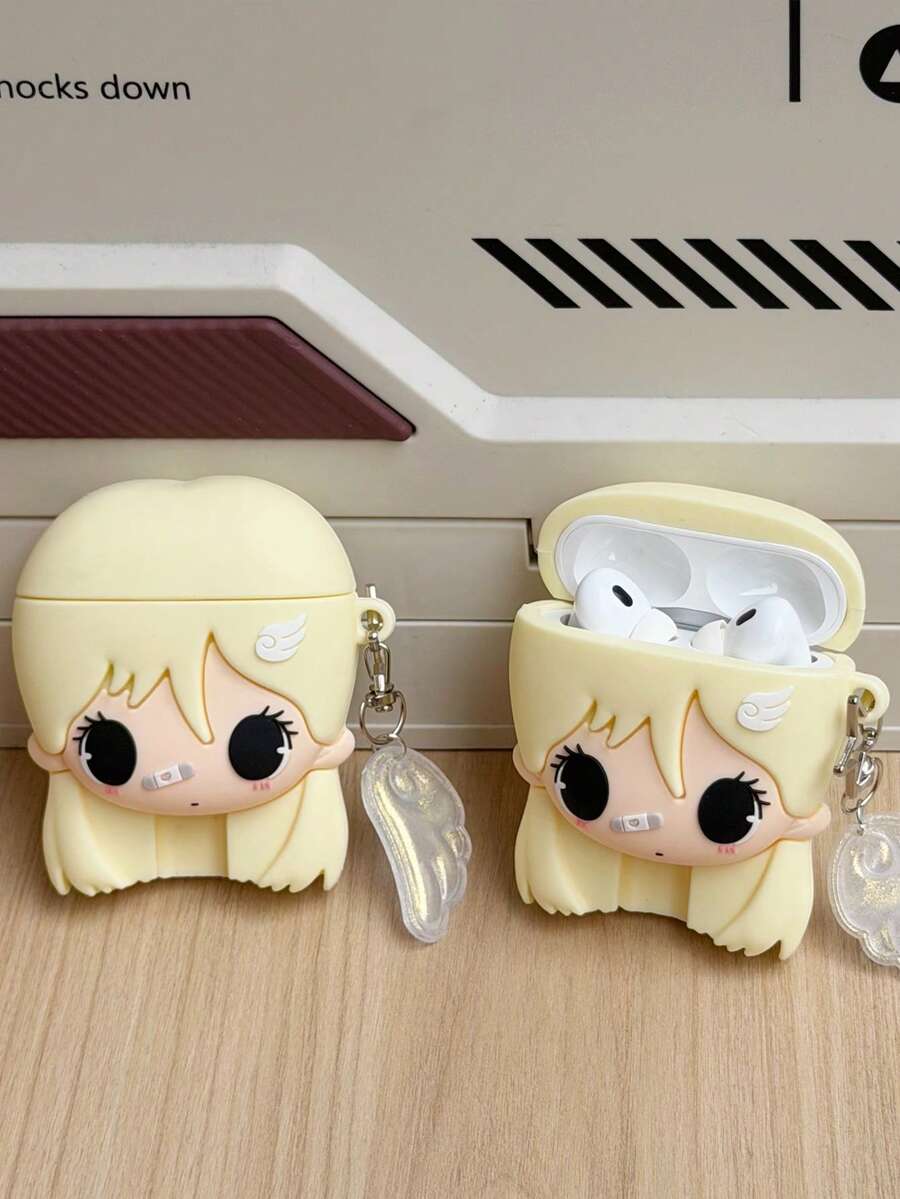 1pc Angel Wing Girl Bluetooth Earphone Case Suitable For Airpods Pro/Pro2/Pro3/Airpods4 Earphone Protective Cover