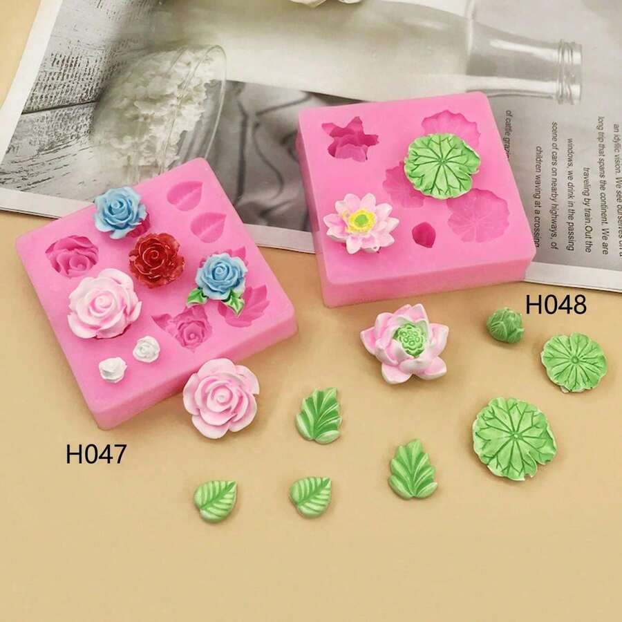 蓮葉與蓮花蠟封珠印章製作模具,玫瑰花 DIY 矽膠模具 - 荷葉蓮花 - 查看 1