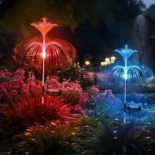 Solar Powered 7 Color Changing Fiber Optic Jellyfish Stake Lights, Waterproof Star Top LED Xmas Tree Pathway Lamp For Outdoor Yard, Lawn, Garden Holiday Decorations - Fiber Optic Jellyfish Ground Insertion - View 5
