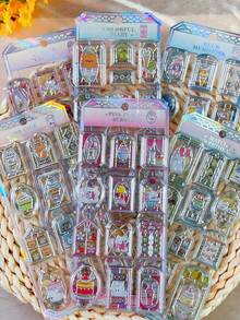Window Shaped Glass Stickers Cute Stationery Stickers Colorful Window Glass Junk Journal Decoration Scrapbook Stickers - Multicolor - View 2
