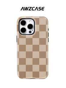 Una elegante funda para teléfono que no incluye cordón ni soporte. Una funda para teléfono con diseño de tablero de ajedrez en tonos marrón claro y oscuro, clásica, retro, pero sencilla y de alta calidad. Adecuado y compatible con Apple17 16 15 14 13 12 11 Pro Plus, Galaxy25/24/23/22/21/ULTRA/PLUS/FE/A71/56/55/54/53/52/36/35/34/26/25/23/16/15/14/13/06. Una funda para teléfono hecha a medida en busca de la perfección a la moda - Multicolor - Ver 1