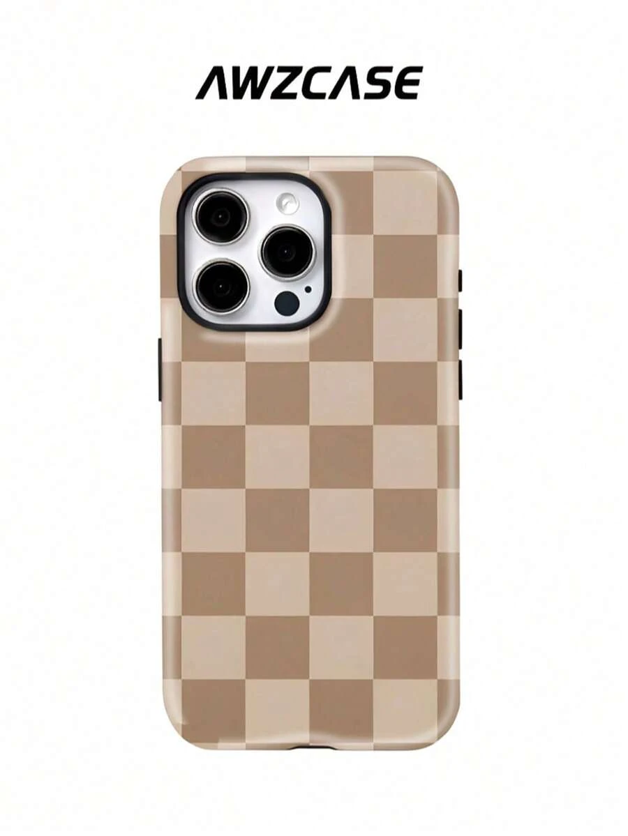 Una elegante funda para teléfono que no incluye cordón ni soporte. Una funda para teléfono con diseño de tablero de ajedrez en tonos marrón claro y oscuro, clásica, retro, pero sencilla y de alta calidad. Adecuado y compatible con Apple17 16 15 14 13 12 11 Pro Plus, Galaxy25/24/23/22/21/ULTRA/PLUS/FE/A71/56/55/54/53/52/36/35/34/26/25/23/16/15/14/13/06. Una funda para teléfono hecha a medida en busca de la perfección a la moda - Multicolor - Ver 1