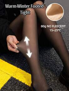Women Sheer Black Tights 80g Seamless Smooth Solid Pantyhose, Streetwear Accessory For Casual Daily Aesthetic Outfits - Black - View 1