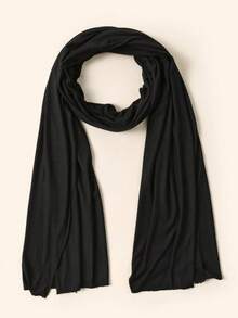 1 chiếc khăn trùm đầu Jersey mềm mại, trơn màu, khăn dài trơn, khăn xếp quấn - màu đen - Xem 5
