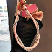 Tali Ponsel Kulit PU Dua Baris Mewah dengan Hiasan Kristal, Gantungan Kunci Pergelangan Tangan Berkilau untuk Kamera CCD, Gantungan Tas Kamera, Tali Genggam Kamera dengan Patch Transparan Gratis - MultiWarna - View 21