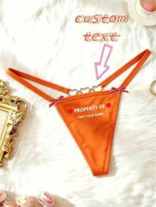 Conjunto de bragas negras cómodas personalizadas con letras para mujer, personalización de cara, personalización de patrón, bragas personalizadas con patrón de cara, regalo para vacaciones - Naranja - Ver 2
