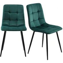 Dining Set (5 Pieces), Including A Table And Four Chairs, A Round Table 100 Cm In Diameter With Gold Metal Legs, A White MDF Top And Green Velvet Dining Chairs. - 彩色 - 查看 5