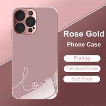 Funda/carcasa protectora de alta gama con diseño LOVE, chapada en oro rosa y de color rosa, apta para iPhone 17, 17 Pro, 17 Air, 17 Pro Max, 16, 16 Pro, 16 Plus y 16 Pro Max. - Rosa - Ver 4