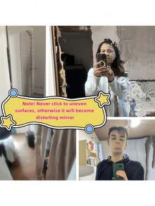 1 Roll Self-Adhesive Mirror Wall Sticker, Shatterproof And Washable, Suitable For Glass, Tile, Cabinet Doors And Smooth Surfaces. Modern Design Style, Segmented Design, Helps You Create Creative Home Decor And Mirror Wall Decoration Effects. - A - View 4