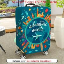 Adventure City Aircraft Print Luggage Cover, Fits 20-28 Inch Suitcase, Washable Travel Protector For Holiday & Business Trips, Durable Checked Baggage - 混合色 - 查看 9