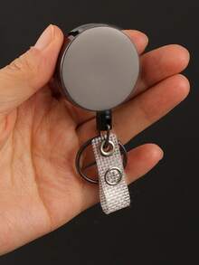 1Pc Retractable Metal Badge Easy-Pull Buckle Portable ID Card Holder Lanyard Keychain For ID Cards,Keys,Business Card Holders,For Work And Daily Use - Multicolor - View 12