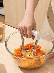1 pieza Prensa para Puré de Papas con Malla Precisa, Machacador Manual de Plástico Grueso, Diseño Ergonómico para Uso Fácil en la Cocina - Blanco - Ver 4