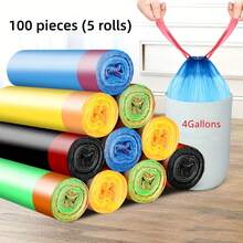 40uds (2 rollos) / 100uds (5 rollos) / 200uds (10 rollos) bolsas basura con cordón, 4 galones.Ideales para hogar, cocina o dormitorio. - Paquete de prueba de 40 piezas - Ver 7