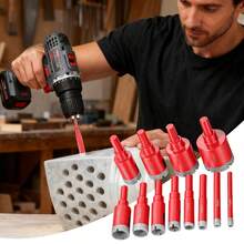 12pcs Heavy Duty Diamond Hole Saw Set, Hole Saw Drill Bit Set For Marble, For Wet And Dry Use, Can Drill Ceramic Tiles, Glass, Marble, Rock Slabs And Other High-Hardness Stones, Suitable For Manual And Home Decoration Scenes - Red - View 4