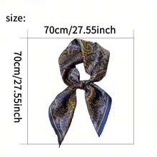 Bufanda Cuadrada de Seda de Morera 100% Azul con Estampado Floral, 27.55 Pulgadas, Bufanda Cuadrada Transpirable, Accesorio Elegante, Sin Elasticidad, Esencial para Decoración al Aire Libre - Azul - Ver 4
