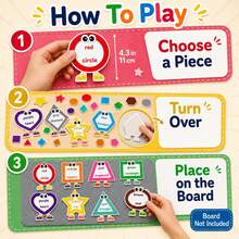 hoojojo 70pcs Felt Card Set, For Color And Shape Recognition, Matching Games, Children's Interactive Toys, Decorative Felt Cards, Classroom Games, Parent-Child Activities, Back To School Essentials, Suitable For Home, Classroom And Large Gatherings - Multicolor - View 6
