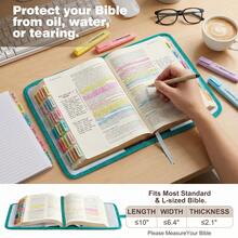 2pcs Large Bible Bag With Bible Cover Case For Women, Quilted Church Tote Bag Bible With Strap, Bible Study Supplies Journaling Kit Bible Accessories Christian Gifts, Portable Christian Book Bag For Church & Bible Study Travel Essentials - Lake Green - View 6