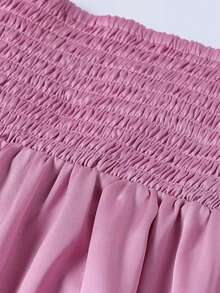 French Satin Tray Dress With Lace-Up Straps And Adjustable Drawstring - Pink - View 4