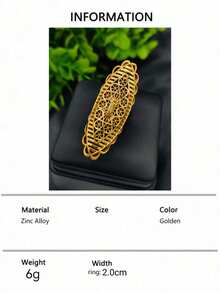 1pc Fashionable Women's Gold-Plated Copper Hollow Flower Ring, Suitable For Index Finger, European And American, Middle Eastern, Dubai, Bride, Wedding, Banquet, Date, Valentine's Day, Mother's Day, Holiday Gift, Accessory - Yellow Gold - View 5
