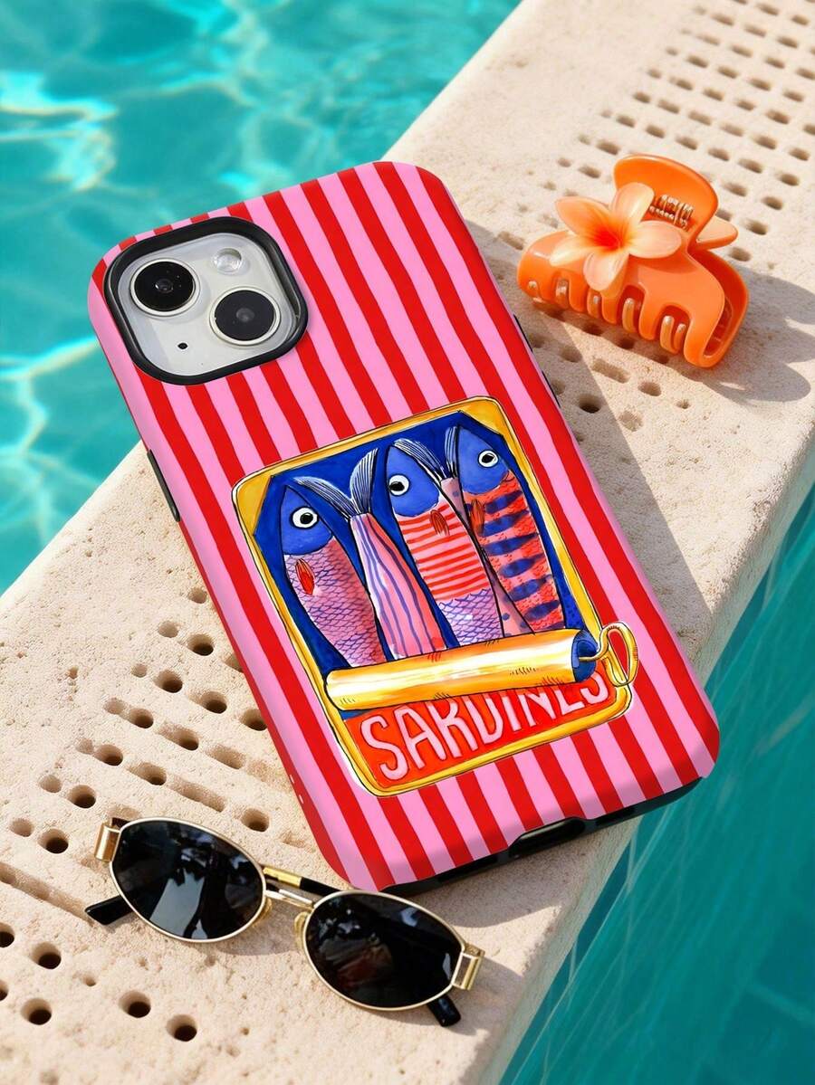 A Stylish Phone Case That Does Not Include A Lanyard Or Stand. This Thick, Glossy, Dual-Layer Hard Case Features A Fun Retro Sardine Can Design And Is Compatible With The 11/12/13/14/15/16/17 Pro, A13, A14, A15, A16, A17, S25, S24, S23, S22, A55, A56, And A34 (International Version, Not Domestic). - 多色 3 - 查看 1