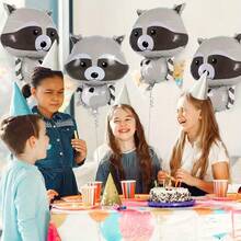 1pc Cute Raccoon Aluminum Foil Balloon, Cartoon Forest Animal Theme Party Camping Birthday Decoration, Raccoon Decor, Camping Event Arrangement, Fun Design, Vibrant Colors - View 3