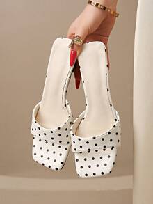 2026 Spring/Summer New Women's Faux Leather Mule Style Wedge Heel Open Back Sandals - White - View 6