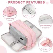 Cute Pencil Case,Desktop Storage Pencil Case, Large Capacity Design,Exquisite Printed With Multi-Layer Zipper Design,Back To School, First Day Of School - Multicolor - View 3