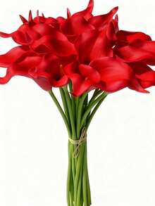 10/22/1pc Red Artificial Flowers, Artificial Calla Lily Silk Flowers For Easter, Home Kitchen And Wedding Suitable For Wedding Decoration, Bridal Background Props, Wrist Flowers, Wedding Arches, Party Decoration, Gift Decoration, Wedding Decoration - Multicolor - View 2