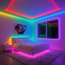 أضواء شريط LED متغيرة الألوان 1-30 متر للغرفة، شريط RGB بتوصيل USB 5 فولت قابل للتعتيم، مع جهاز تحكم عن بعد بالأشعة تحت الحمراء 44 مفتاح، مثالي للديكور الداخلي، عيد الميلاد، الحفلات، عيد الميلاد، - متعدد الألوان، قابل للقطع - متعدد الألوان - مشاهدة 3