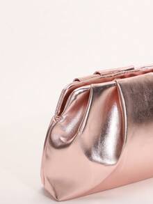 SCULPTEDSTYLE BAGS 1個珍珠光澤粉色玫瑰金PU純色雲朵包 時尚女款手提包 壓褶設計 抓皺包 離合包 鍊條斜背包 極簡風格女款晚宴包 適用於舞會派對 - 玫瑰金 - 查看 3