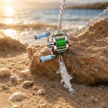 1pc Mini Fishing Reel Necklace Pendant - Silver - View 9