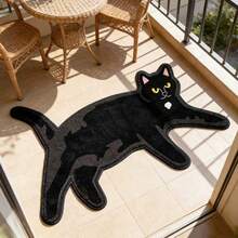 1 pieza Alfombra de área con diseño de gato negro, alfombra de sala de estar, alfombra, alfombra de sala de estar, alfombra de área pequeña, tapete, decoración del hogar, alfombra grande de sala de estar, alfombra redonda, decoración del hogar de la sala de estar, decoración de la habitación, alfombra lavable, regalo de graduación - Multicolor - Ver 11