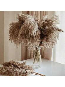 10/20pcs Artificial Reed Grass Decor, 17.3 Inch Small Faux Reed Feather Bouquet, Brown And White Reed Grass Decoration, Bohemian Style, Room Floral Decor, Wedding Vase, Wreath Decoration, Bedroom Decor, Bohemian Wedding, Plant Decoration, Floor Decoration - Dark Brown - View 2