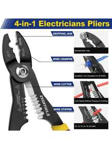 4-In-1 Wire Stripper And Crimping Pliers Clamping, Cutting And Stripping, Compact Multifunction 10-20 AWG Wires - A - View 2