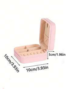 1pc Travel Jewelry Organizer Box, Women's Gift, Mini Jewelry Storage Box With Mirror For Necklaces And Earrings, Pink Travel Essential, Women's Day Gift, Suitable For Vacation, Beach, Bathroom, Bedroom, Large Capacity - Multicolor - View 7